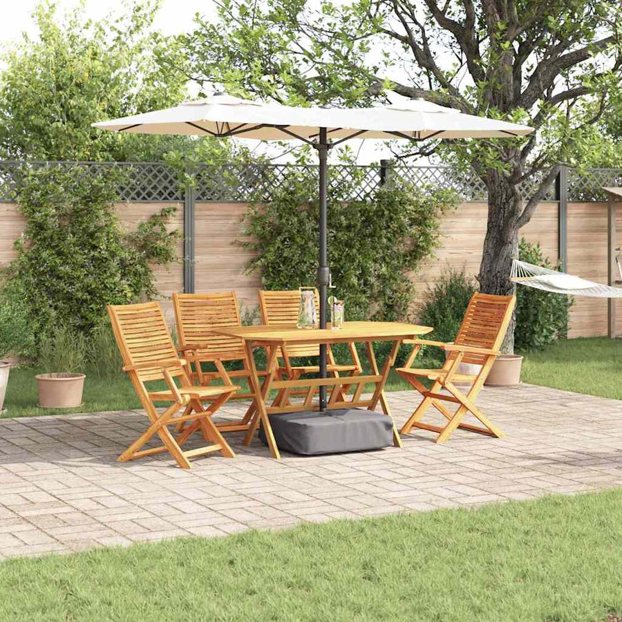Tuin Eetset 5 Pcs Bruin Massief Acaciahout 4x armstoel + tafel