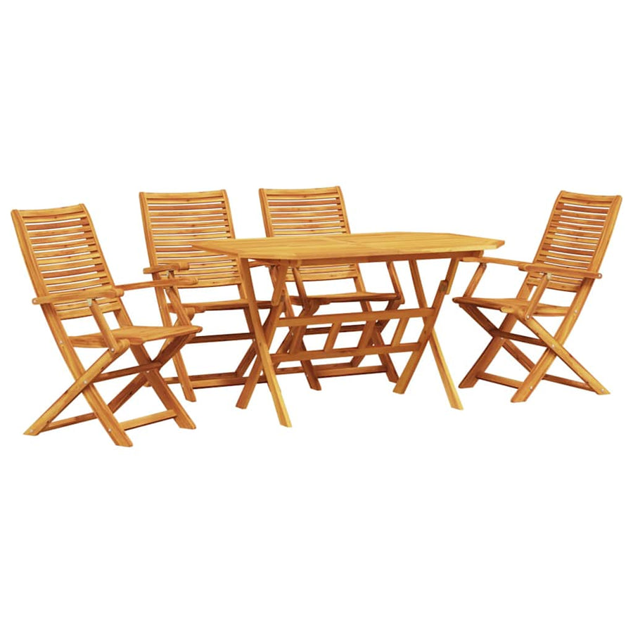 Tuin Eetset 5 Pcs Bruin Massief Acaciahout 4x armstoel + tafel