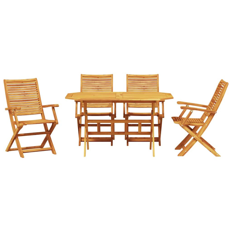 Tuin Eetset 5 Pcs Bruin Massief Acaciahout 4x armstoel + tafel