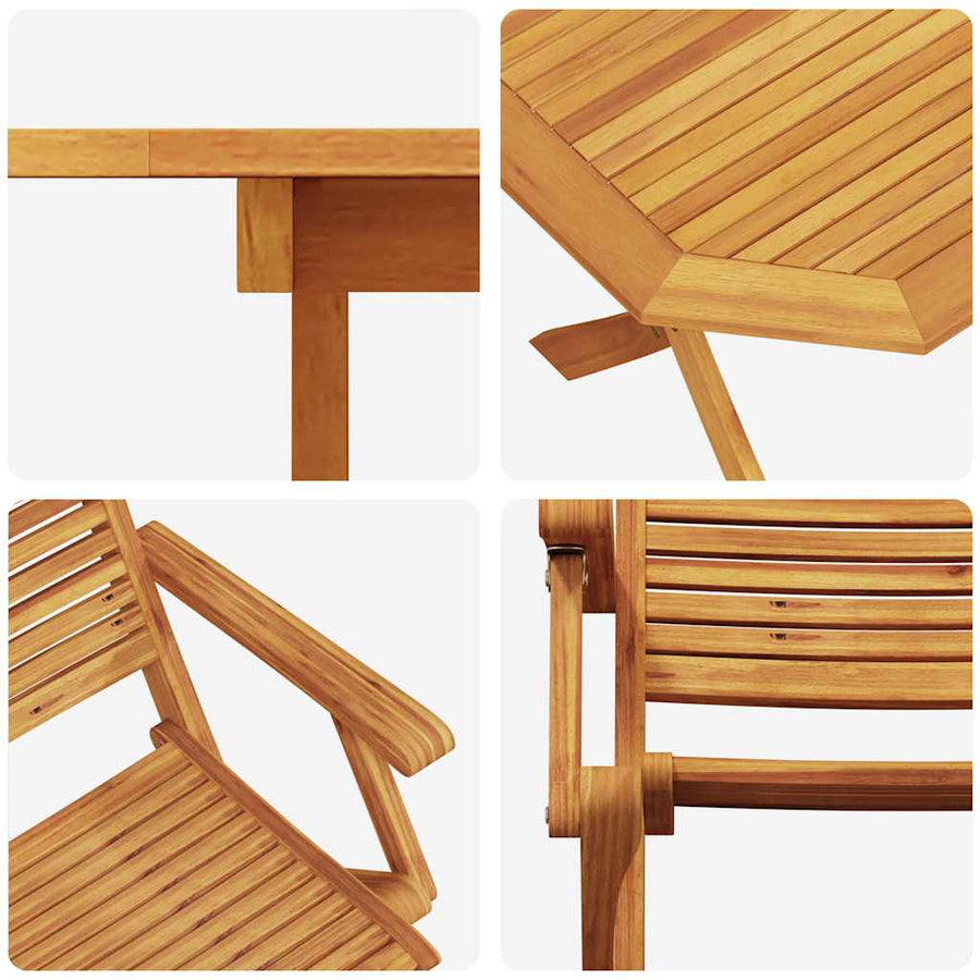 Tuin Eetset 7 Pcs Bruin Massief Acaciahout 6x armstoel + tafel