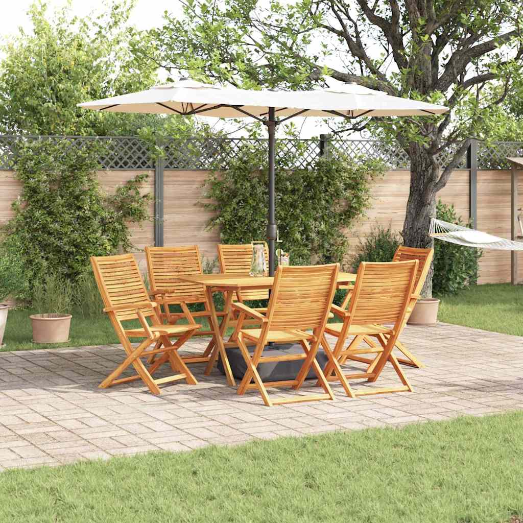 Tuin Eetset 7 Pcs Bruin Massief Acaciahout 6x armstoel + tafel