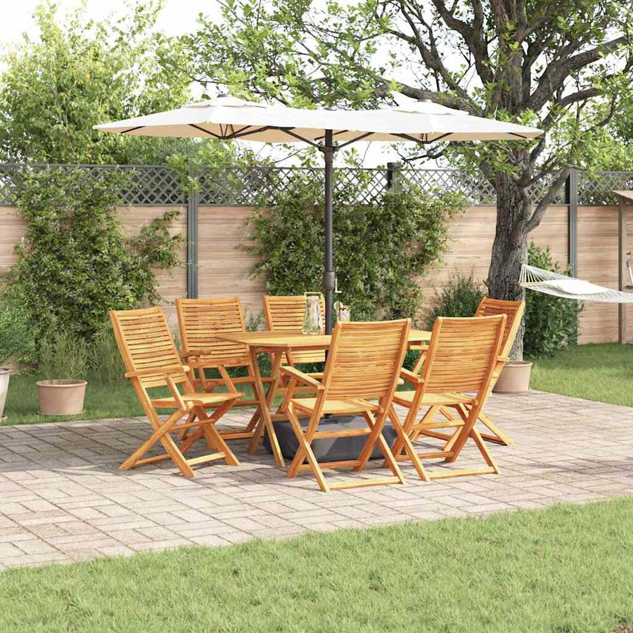 Tuin Eetset 7 Pcs Bruin Massief Acaciahout 6x armstoel + tafel
