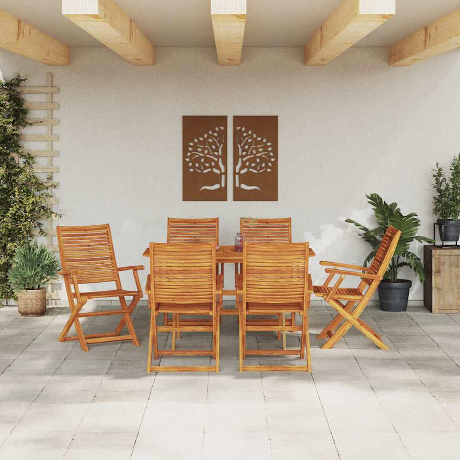 Tuin Eetset 7 Pcs Bruin Massief Acaciahout 6x armstoel + tafel
