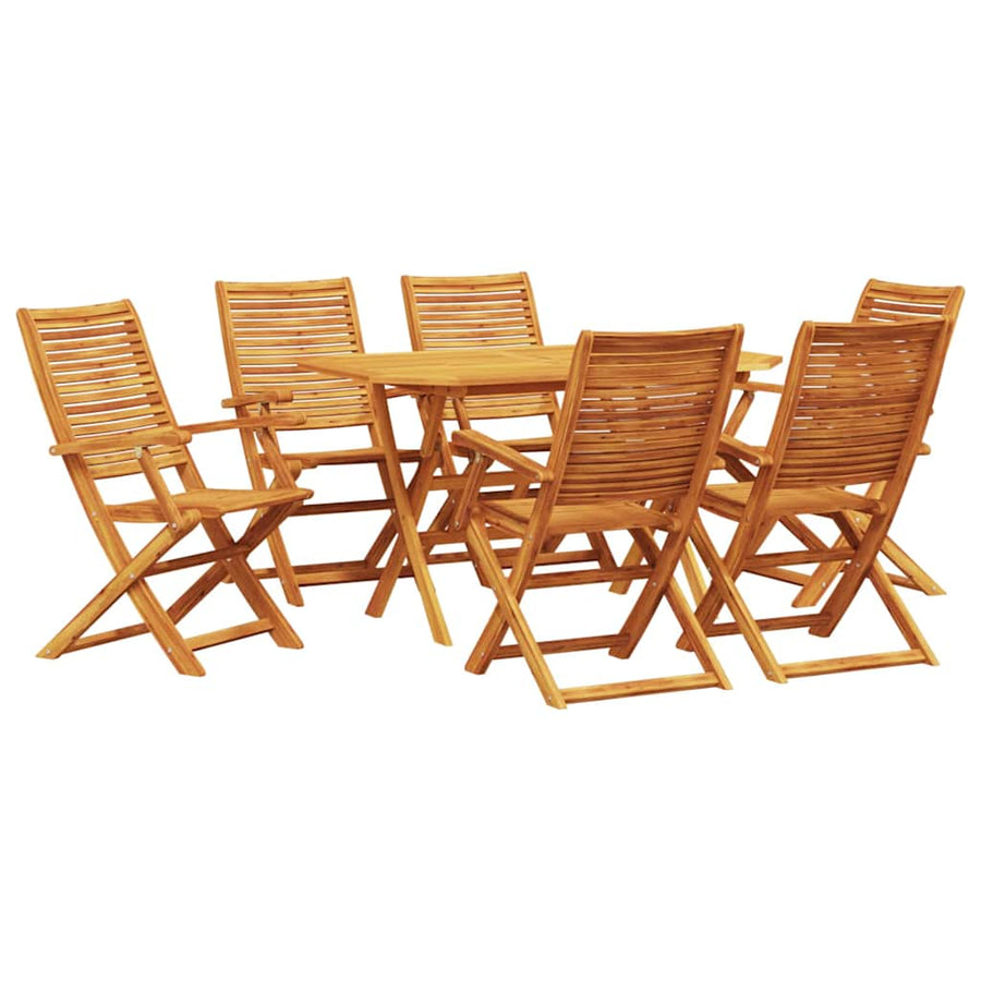 Tuin Eetset 7 Pcs Bruin Massief Acaciahout 6x armstoel + tafel