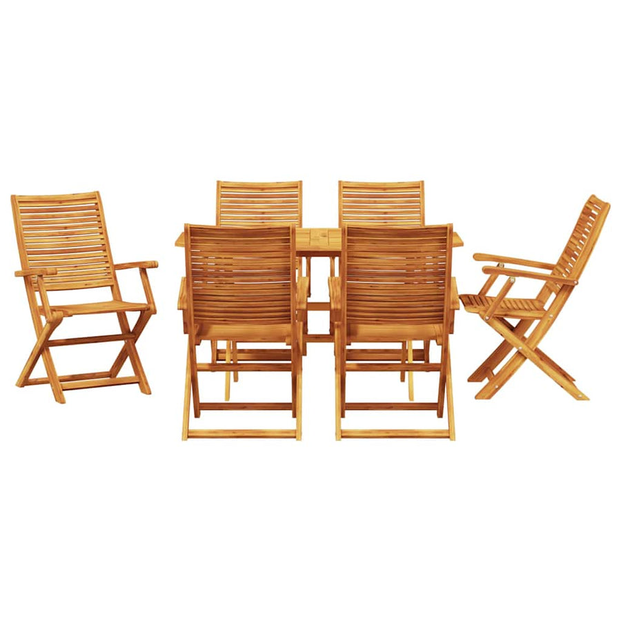 Tuin Eetset 7 Pcs Bruin Massief Acaciahout 6x armstoel + tafel