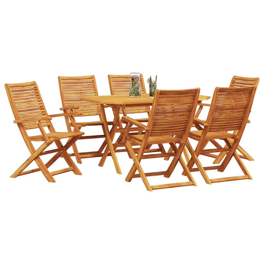 Tuin Eetset 7 Pcs Bruin Massief Acaciahout 6x armstoel + tafel