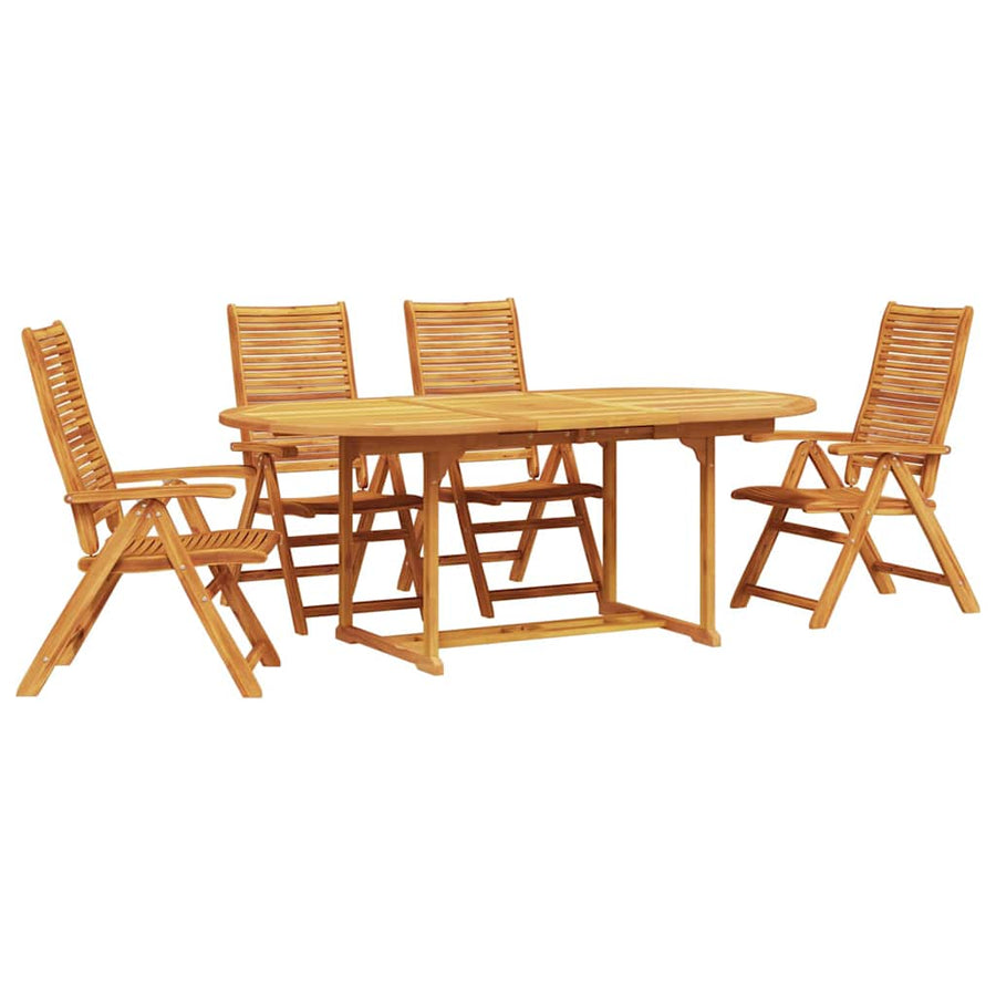 Tuin eettafelset 5 pcs Bruin Massief Acaciahout