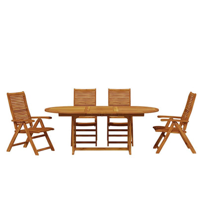 Tuin eettafelset 5 pcs Bruin Massief Acaciahout