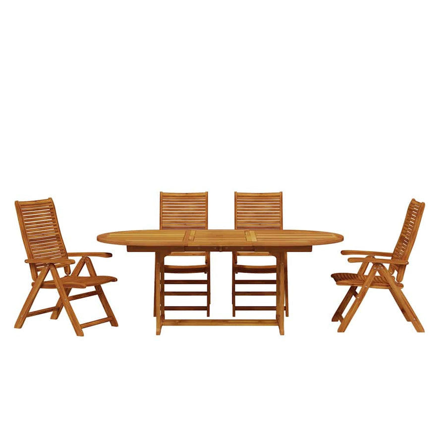 Tuin eettafelset 5 pcs Bruin Massief Acaciahout