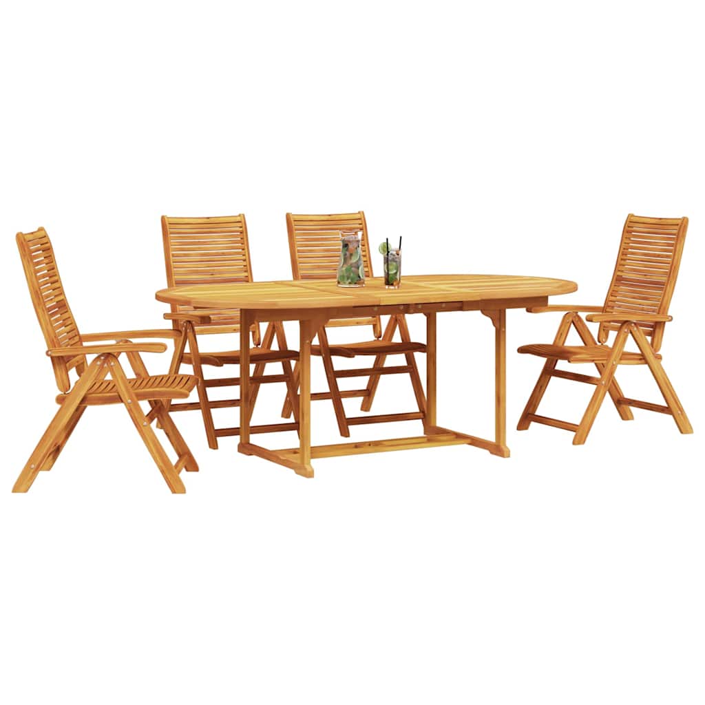 Tuin eettafelset 5 pcs Bruin Massief Acaciahout