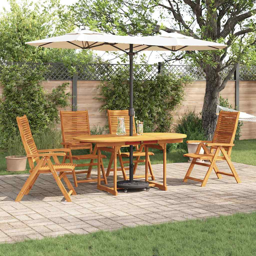 Tuin Eetset 5 Pcs Bruin Massief Acaciahout Ovale tafel + 4 stoelen