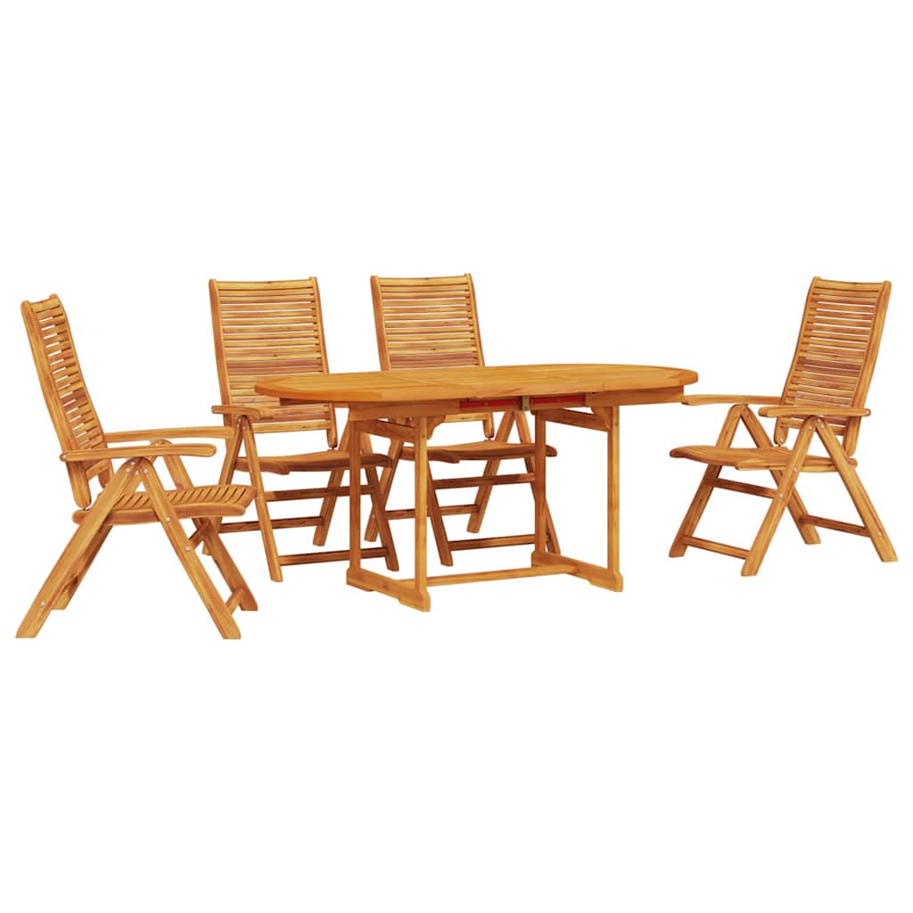 Tuin Eetset 5 Pcs Bruin Massief Acaciahout Ovale tafel + 4 stoelen
