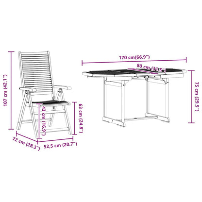Tuin Eetset 5 Pcs Bruin Massief Acaciahout Ovale tafel + 4 stoelen