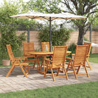 Garden Dining Set 7 Pcs Brown Solid Acacia Wood Oval Table + 6 Chairs