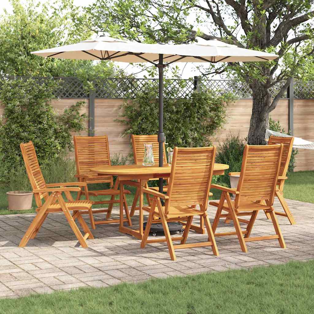 Tuin Eetset 7 Pcs Bruin Massief Acaciahout Ovale tafel + 6 stoelen