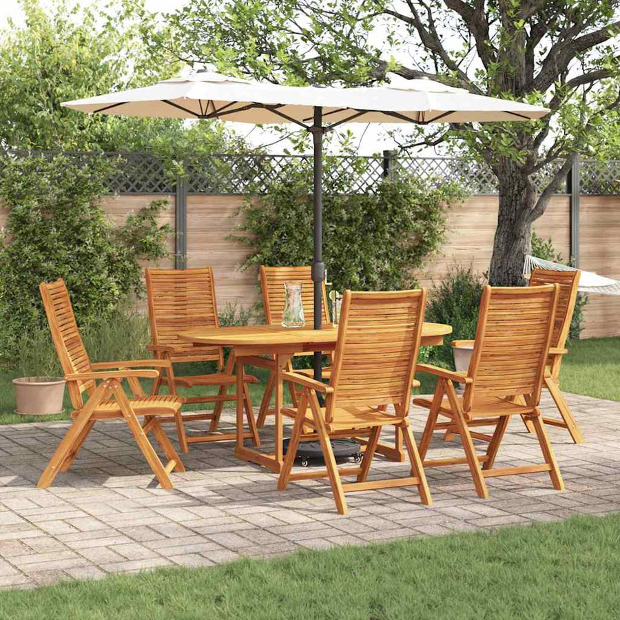 Tuin Eetset 7 Pcs Bruin Massief Acaciahout Ovale tafel + 6 stoelen