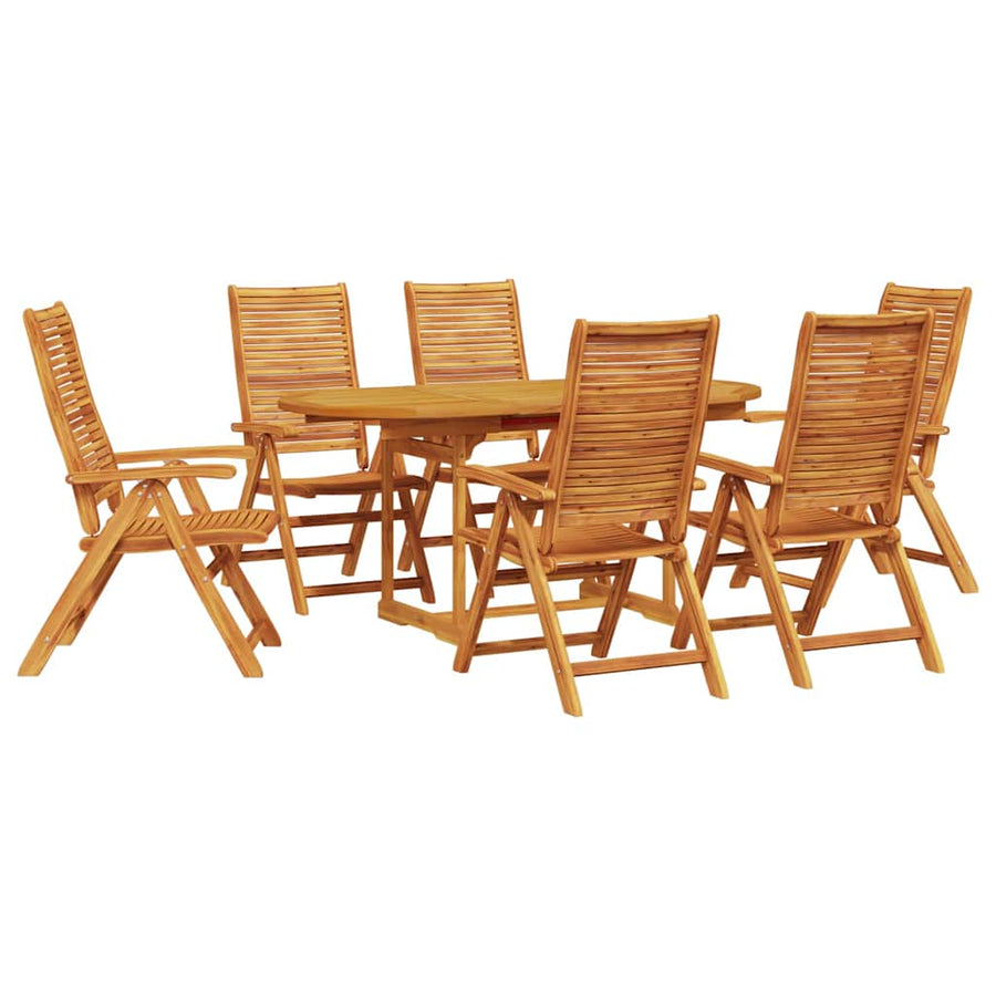Tuin Eetset 7 Pcs Bruin Massief Acaciahout Ovale tafel + 6 stoelen