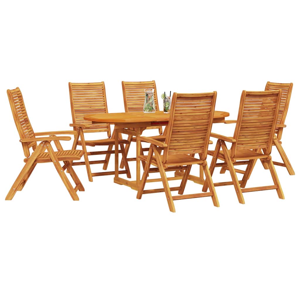 Tuin Eetset 7 Pcs Bruin Massief Acaciahout Ovale tafel + 6 stoelen