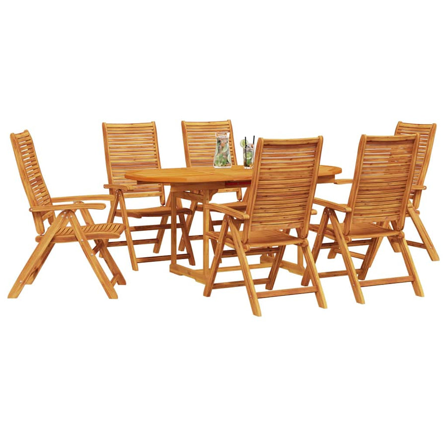 Tuin Eetset 7 Pcs Bruin Massief Acaciahout Ovale tafel + 6 stoelen