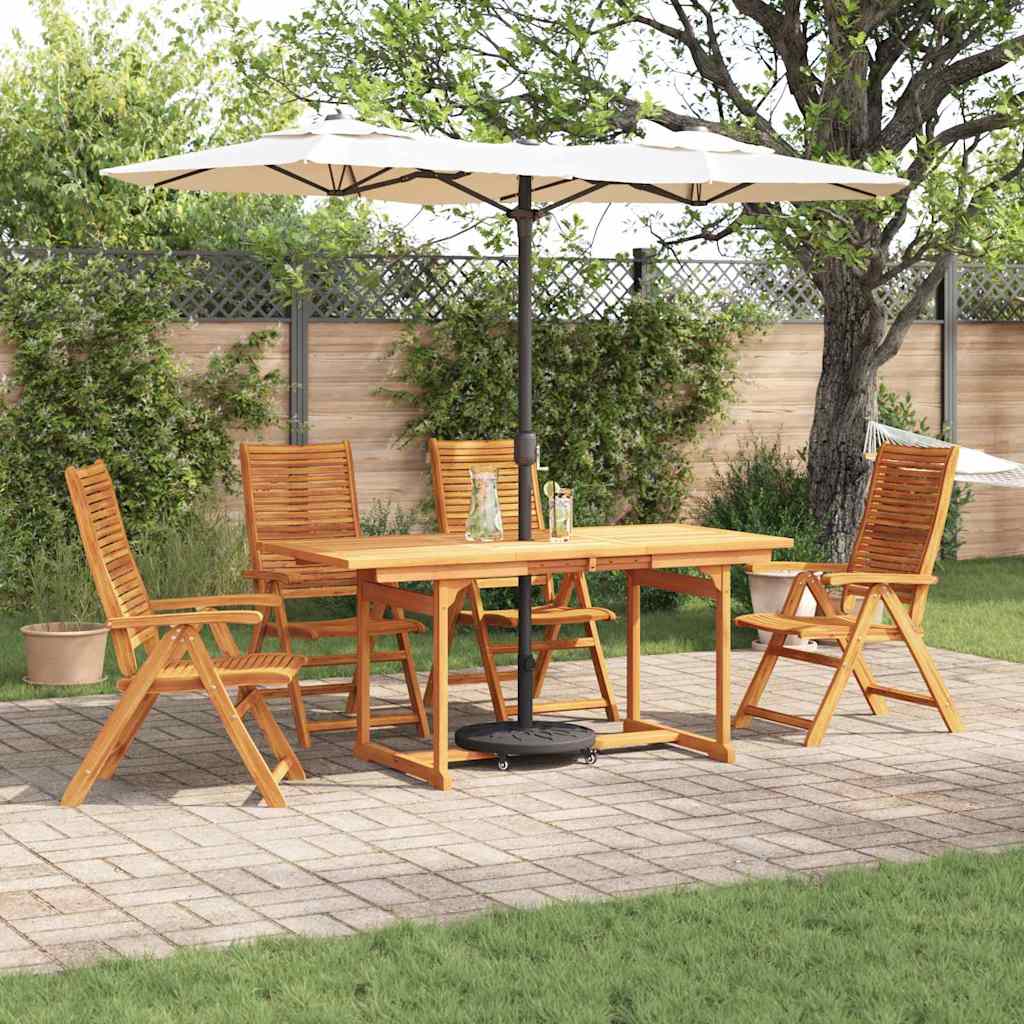 Tuin Eetset 5 Pcs Bruin Massief Acaciahout Rechthoekige tafel + 4 stoelen