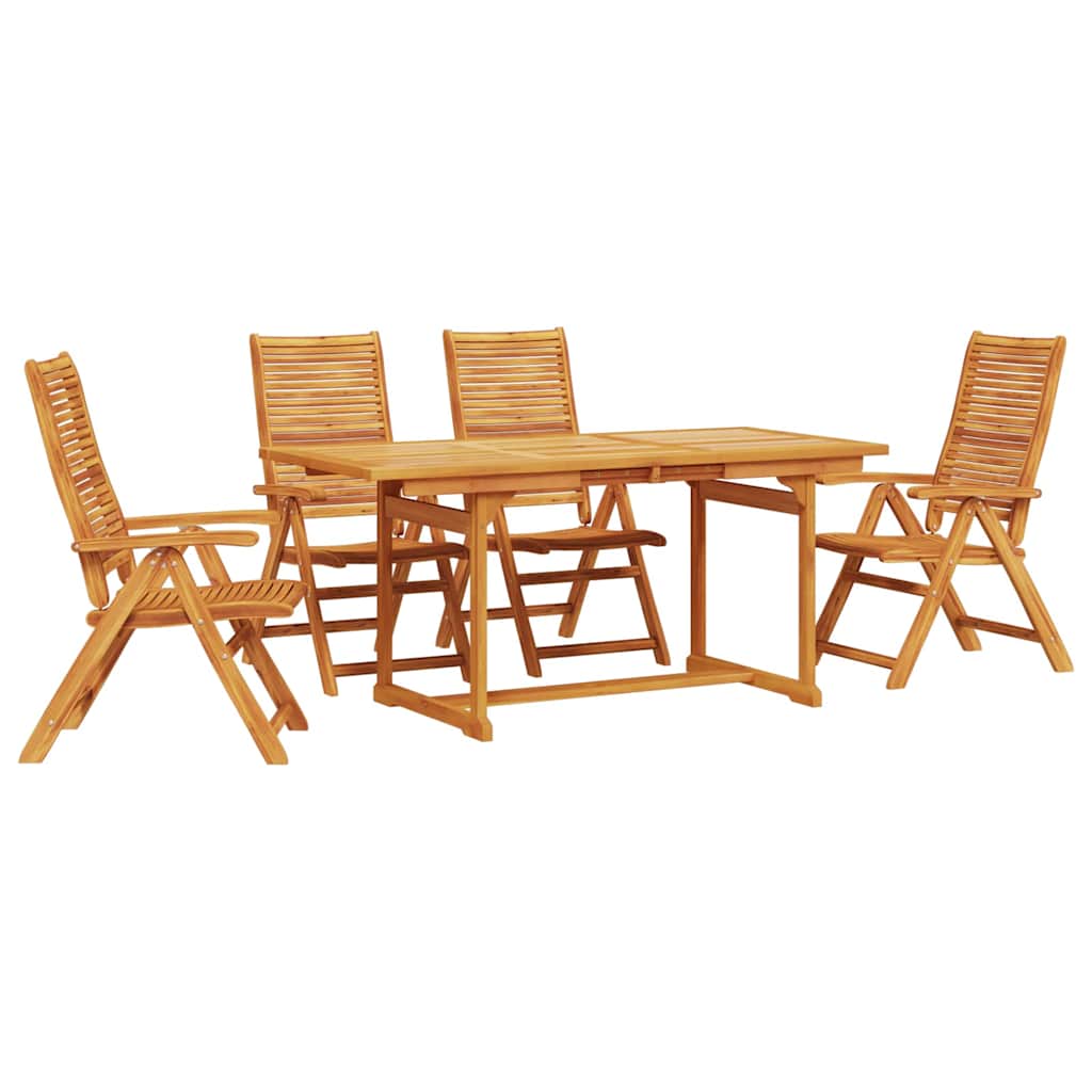 Tuin Eetset 5 Pcs Bruin Massief Acaciahout Rechthoekige tafel + 4 stoelen
