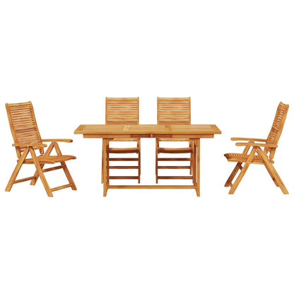 Tuin Eetset 5 Pcs Bruin Massief Acaciahout Rechthoekige tafel + 4 stoelen