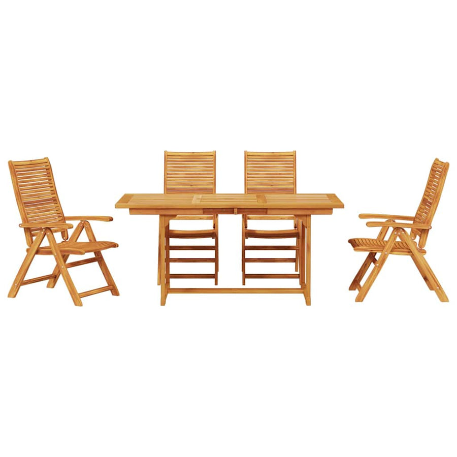 Tuin Eetset 5 Pcs Bruin Massief Acaciahout Rechthoekige tafel + 4 stoelen