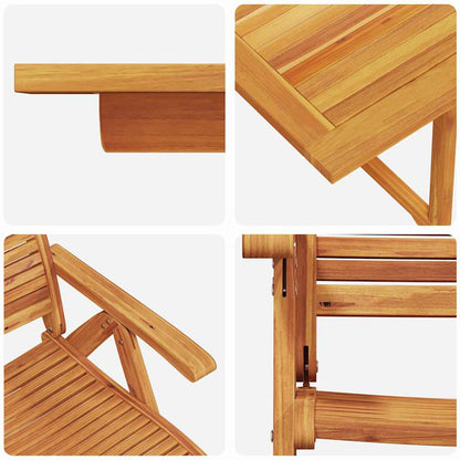 Tuin Eetset 7 Pcs Bruin Massief Acaciahout Rechthoekige tafel + 6 stoelen