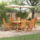 Garden Dining Set 7 Pcs Brown Solid Acacia Wood Rectangular Table + 6 Chairs