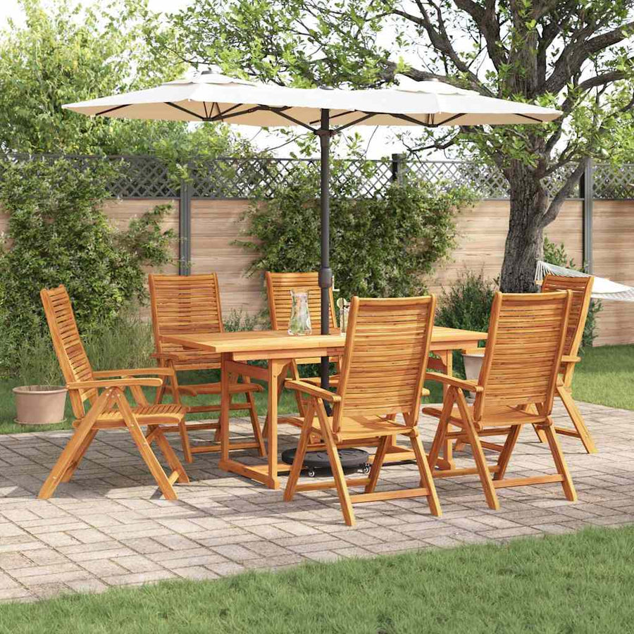 Tuin Eetset 7 Pcs Bruin Massief Acaciahout Rechthoekige tafel + 6 stoelen