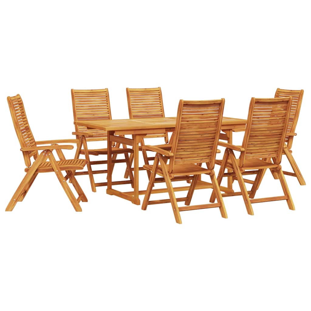 Tuin Eetset 7 Pcs Bruin Massief Acaciahout Rechthoekige tafel + 6 stoelen