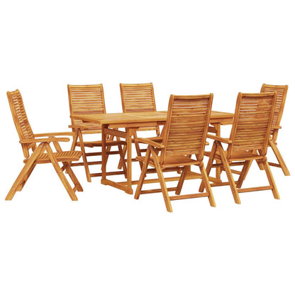 Tuin Eetset 7 Pcs Bruin Massief Acaciahout Rechthoekige tafel + 6 stoelen