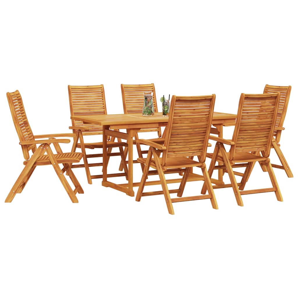 Tuin Eetset 7 Pcs Bruin Massief Acaciahout Rechthoekige tafel + 6 stoelen