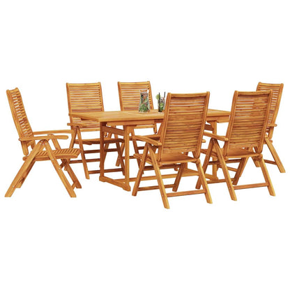 Tuin Eetset 7 Pcs Bruin Massief Acaciahout Rechthoekige tafel + 6 stoelen