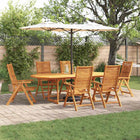 Garden Dining Set 7 Pcs Brown Solid Acacia Wood 6x chair + oval table