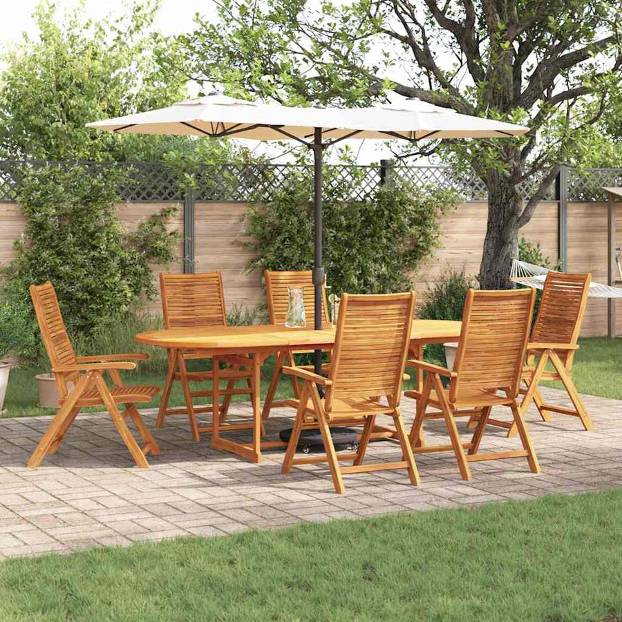 Tuin Eetset 7 Pcs Bruin Massief Acaciahout 6x stoel + ovale tafel