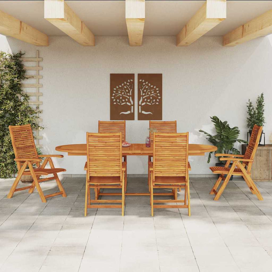 Tuin Eetset 7 Pcs Bruin Massief Acaciahout 6x stoel + ovale tafel