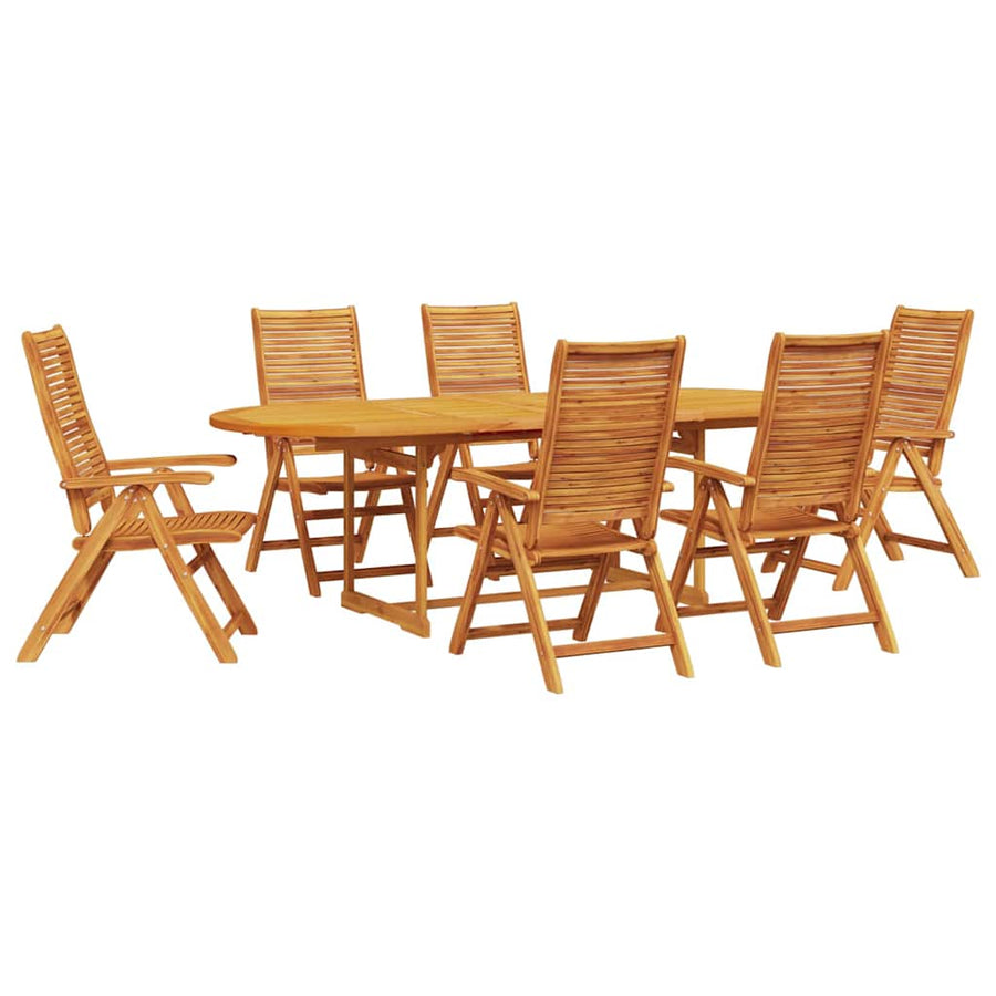 Tuin Eetset 7 Pcs Bruin Massief Acaciahout 6x stoel + ovale tafel