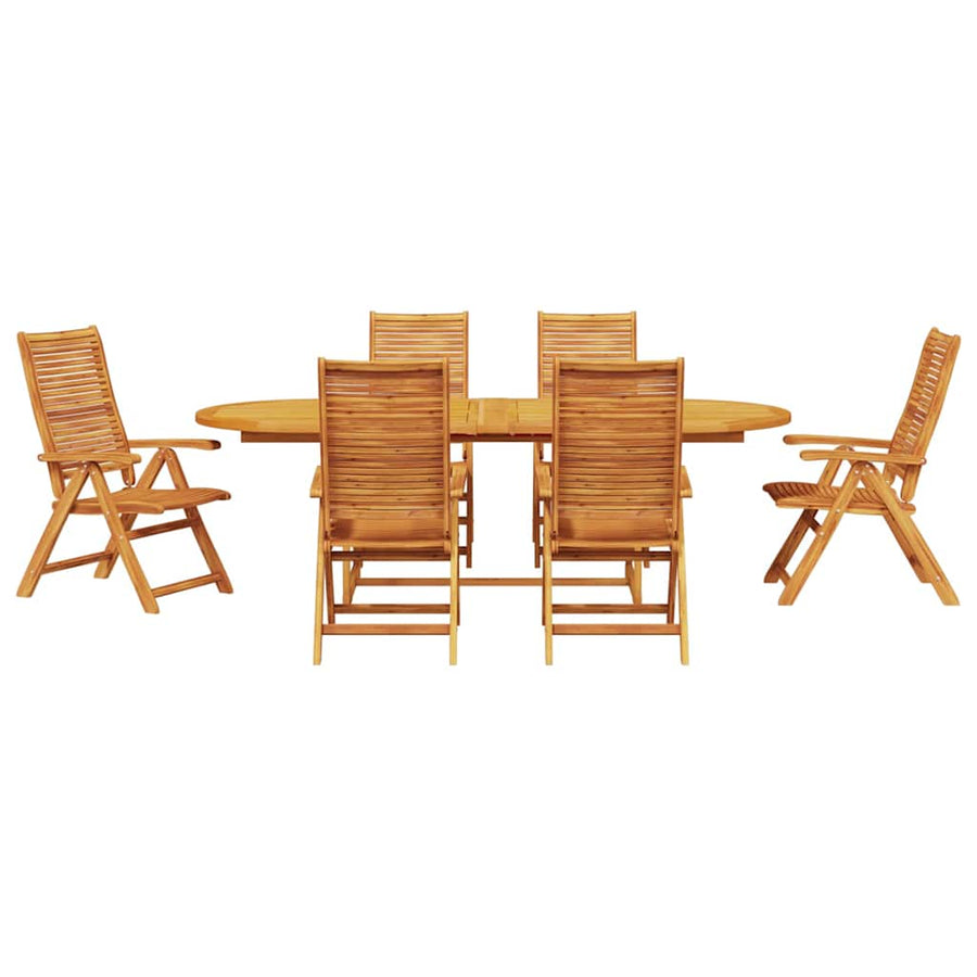 Tuin Eetset 7 Pcs Bruin Massief Acaciahout 6x stoel + ovale tafel