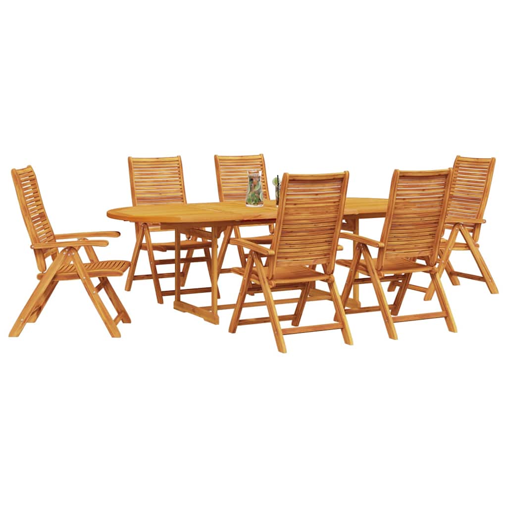Tuin Eetset 7 Pcs Bruin Massief Acaciahout 6x stoel + ovale tafel