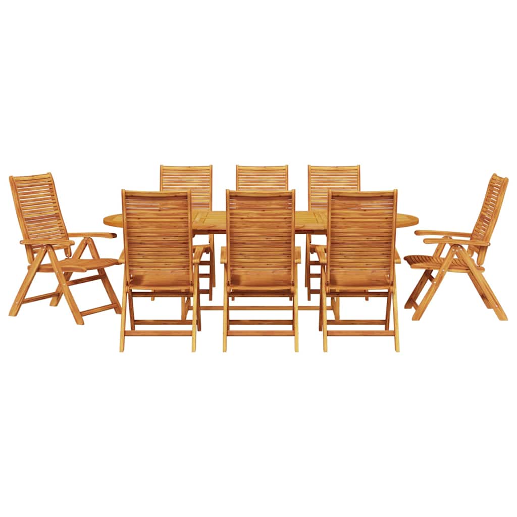 Tuin Eetset 9 Pcs Bruin Massief Acaciahout 8x stoel + ovale tafel