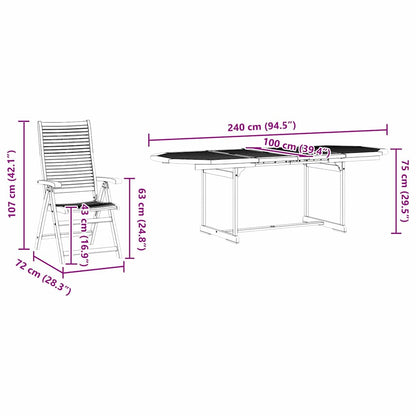 Tuin Eetset 9 Pcs Bruin Massief Acaciahout 8x stoel + ovale tafel