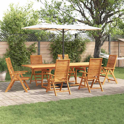 Tuin Eetset 7 Pcs Bruin Massief Acaciahout 6x stoel + rechthoekige tafel