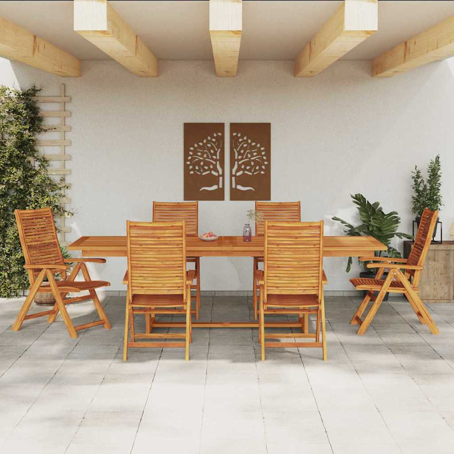 Tuin Eetset 7 Pcs Bruin Massief Acaciahout 6x stoel + rechthoekige tafel