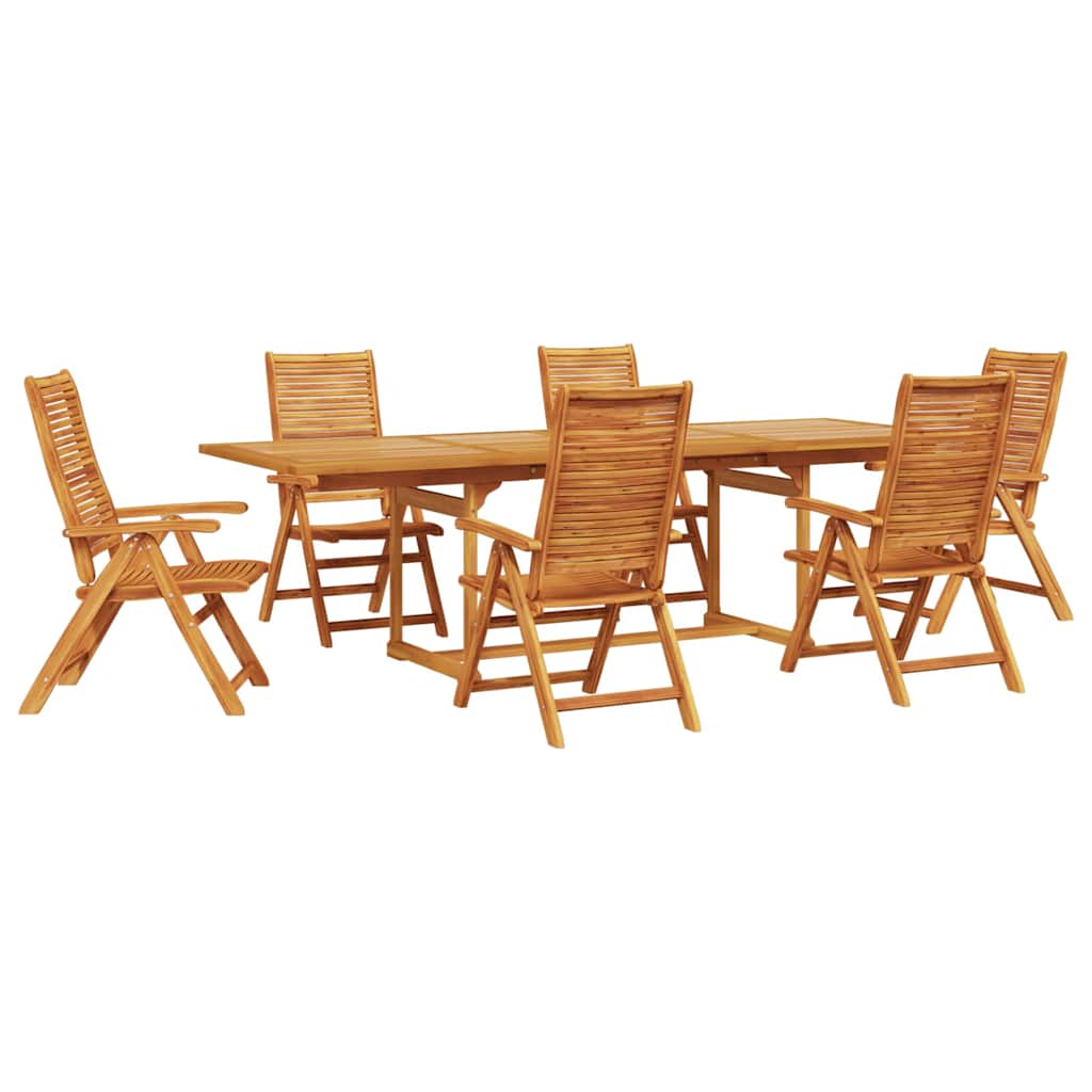 Tuin Eetset 7 Pcs Bruin Massief Acaciahout 6x stoel + rechthoekige tafel