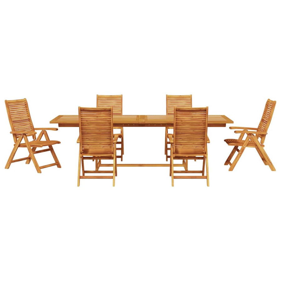 Tuin Eetset 7 Pcs Bruin Massief Acaciahout 6x stoel + rechthoekige tafel