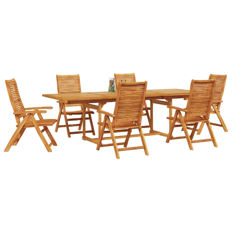 Tuin Eetset 7 Pcs Bruin Massief Acaciahout 6x stoel + rechthoekige tafel