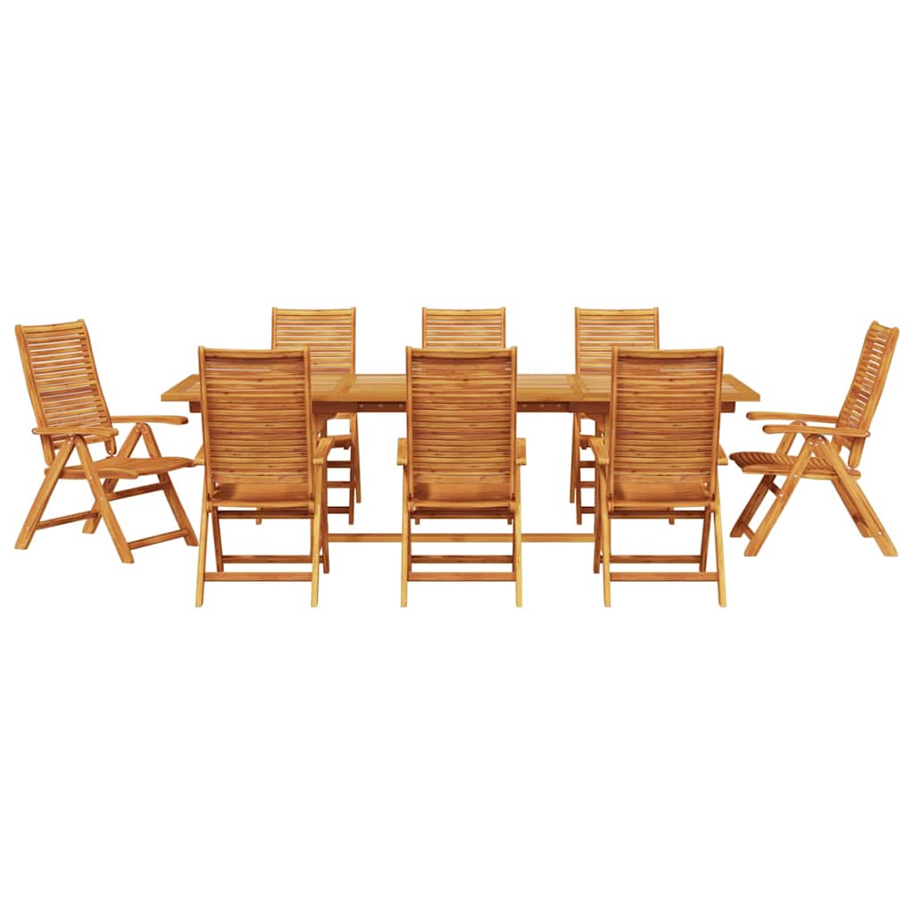 Tuin Eetset 9 Pcs Bruin Massief Acaciahout 8x stoel + rechthougige tafel