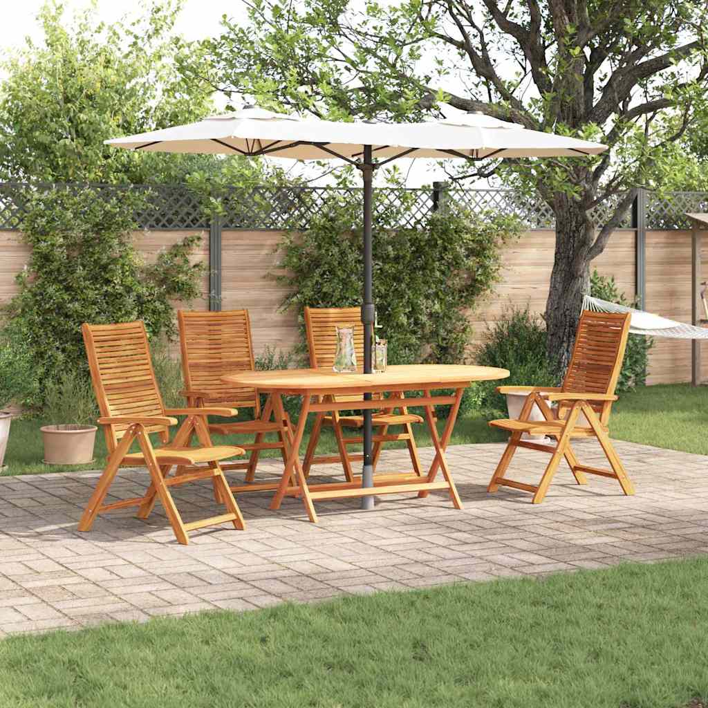 Tuin Eetset 5 Pcs Bruin Massief Acaciahout 4-persoons