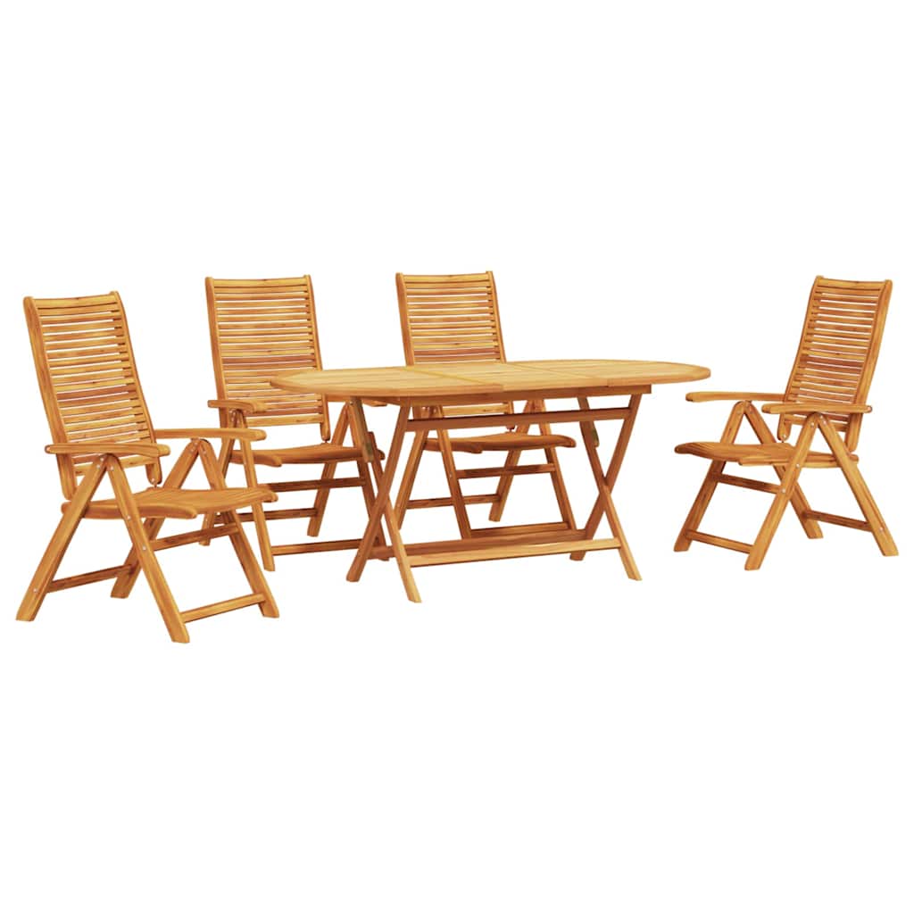Tuin Eetset 5 Pcs Bruin Massief Acaciahout 4-persoons
